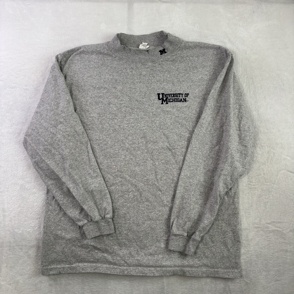 VTG The Cotton Exchange University of Michigan Wolverines Grey LS Shirt Men's XL